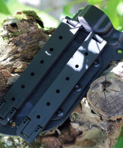 Halfbreed Blades Large Bush Knife LBK-01, 5.7" K110 D2 Teflon Coated Plain Fixed Blade, Black G-10 Handle with Molded Kydex Sheath -Buck Knives Sales HBBLBK01 sheath 92366.1623788842