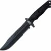 Halfbreed Blades Large Infantry LIK-01, 6.89" K110 Black Partially Serrated Blade, Black G-10 Handle