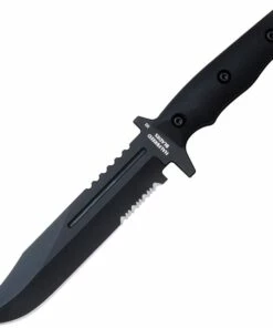 Halfbreed Blades Large Infantry LIK-01, 6.89" K110 Black Partially Serrated Blade, Black G-10 Handle