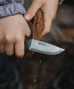 Helle Spire Fixed Blade - Birch Wood (2.5" Sandvik 12C27 Blunt Tip) Leather Sheath