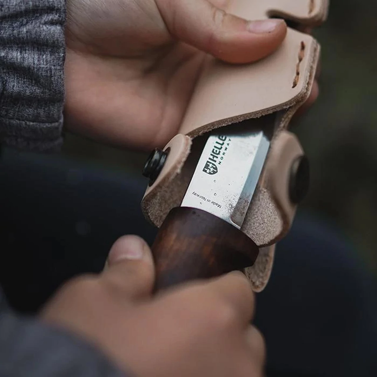 Helle Spire Fixed Blade - Birch Wood (2.5" Sandvik 12C27 Blunt Tip) Leather Sheath 2 Helle Spire Fixed Blade - Birch Wood (2.5" Sandvik 12C27 Blunt Tip) Leather Sheath - Image 2