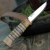 Helle Arv 14, 3.5" High Carbon Steel Drop Point Plain Blade, Ringed Birch and Bone Handle
