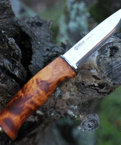 Helle Fjellkniven, Triple Laminated Stainless Steel, Curly Birch Handle
