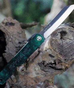 Higonokami Aogami 3.00" Satin Jade Stainless Folder HIGOCJB