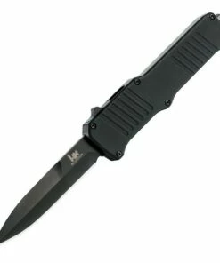 HK Knives HK Incursion OTF 3.9" 154CM Black PVD Finish Bayonet Plain Edge, Matte Black Aluminum Frame
