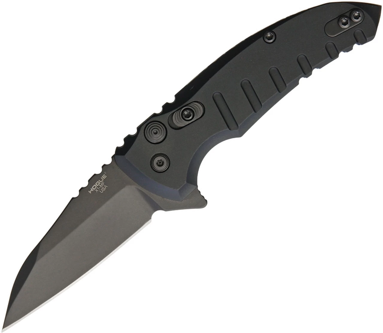 Hogue X1 Microflip HO24166, 2.62"CPM-154 Matte Black Wharncliffe Blade, Black Aluminum Handles 1 Hogue X1 Microflip HO24166, 2.62"CPM-154 Matte Black Wharncliffe Blade, Black Aluminum Handles