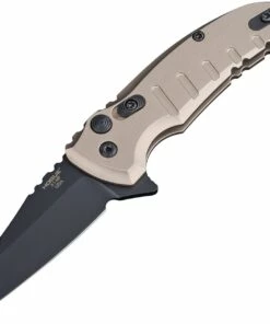 Hogue X1 Microflip HO24167, 2.62"CPM-154 Matte Black Wharncliffe Blade, Brown Aluminum Handles