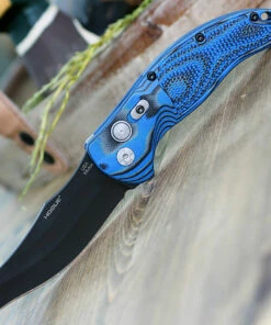Hogue 34423 EX-A04 Automatic, 3.5" 154CM Black Wharncliff Blade, Blue Lava G-Mascus G-10 Handle
