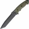Hogue EX-F01 Fixed Blade HO35108, 7" A2 Black Tanto Plain Blade, Green G-10 Handles