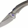 Jake Hoback Knives Jake Hoback Sumo Button Lock - Gray/Purple Ti (3.25" Satin CPM-20CV)