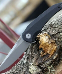 Jake Hoback Knives Jake Hoback Enoch HOB024, 3.125" CPM-20CV Gray Stonewash Plain Blade, Black G-10 Handle