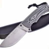 Hen & Rooster, 4" Satin Stainless Steel Fixed Blade, Black & White G-10 Textured Handle w/Black Leather Sheath