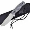Hen & Rooster Tactical Fixed Blade, HR-006BLK, 3.75" Satin Stainless Steel, Black & White G-10 Handle w/Black Nylon Sheath