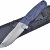 Hen & Rooster Tactical Fixed Blade, HR-006BL, 3.75" Satin Stainless Steel, Black & Blue G-10 Handle w/Black Nylon Sheath