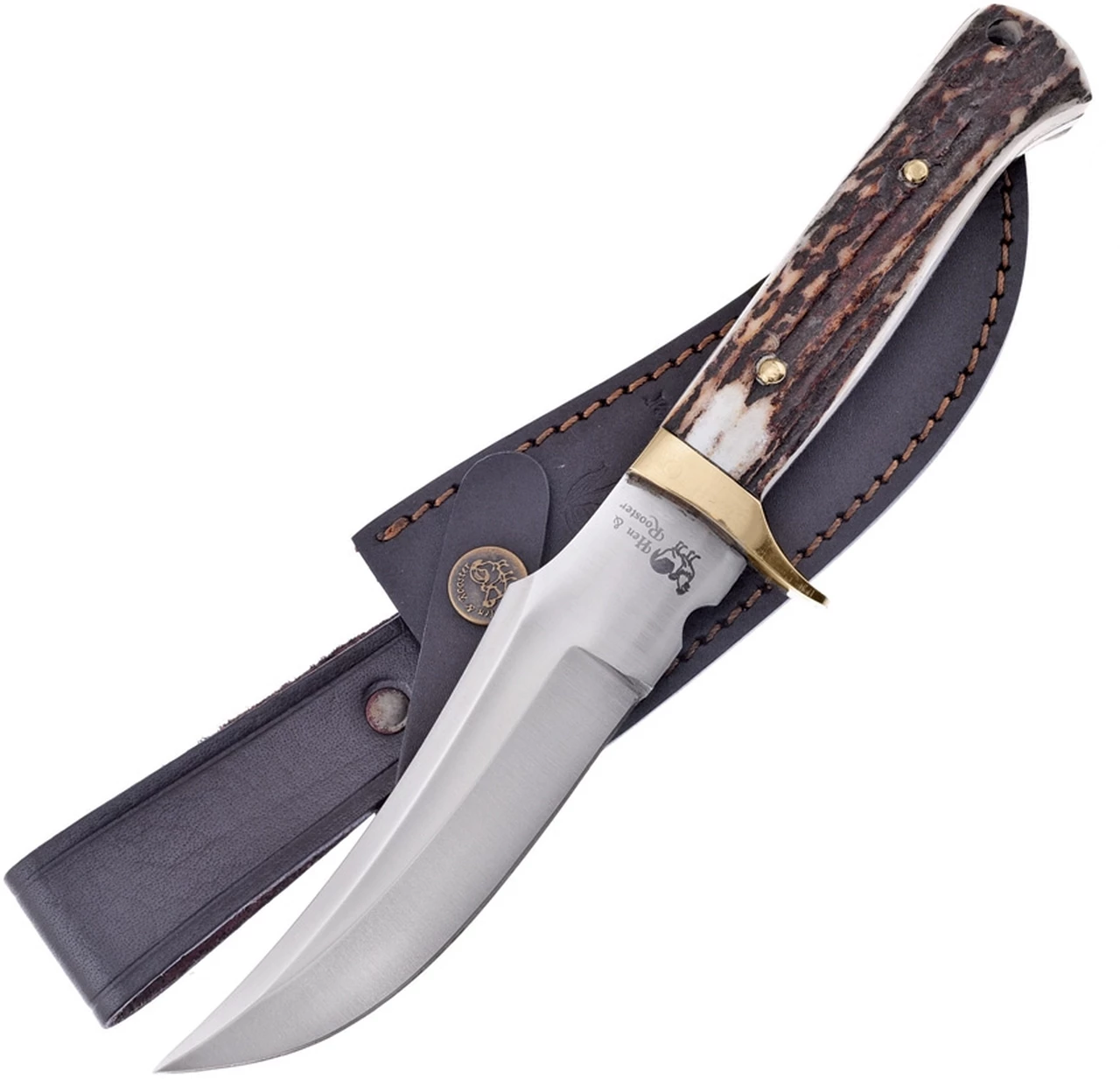 Hen & Rooster, HR-184, Deer Stag Handle Fixed Blade, 5.5" Stainless Steel Trailing Point Fixed Blade 1 Hen & Rooster, HR-184, Deer Stag Handle Fixed Blade, 5.5" Stainless Steel Trailing Point Fixed Blade