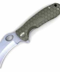Honey Badger Knives Medium Claw Flipper HB1123, 3.0" 8Cr13Mov Claw Blade, Green FRN Handle