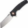 CJRB Cutlery Crag Liner Lock J1904-BKF, 3.3" D2 Stonewash Plain Blade, Black G-10 Handle