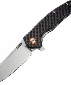 CJRB Cutlery Crag Liner Lock J1904-CF, 3.3" D2 Stonewash Plain Blade, Carbon Fiber Handle
