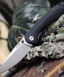 CJRB Cutlery Feldspar J1912-BKC, 3.53" D2 Steel Stonewashed Plain Blade, Contoured Black G-10 Handle