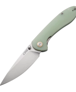 CJRB Cutlery Feldspar J1912-NTG, 3.53" D2 Steel Stonewashed Plain Blade, Contoured Natural G-10 Handle