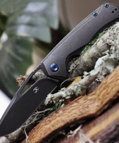 Kansept Knives K1001A2 Kryo, 3.58" CPM-S35VN Black Stonewashed Plain Blade, Black Titanium Handle