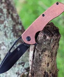 Kansept Knives Kryo K1001C2, 3.58" CPM-S35VN Black Plain Blade, Copper Handle