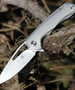 Kansept Knives K1001T1 Kryo, 3.58" CPM-S35VN Satin Tanto Blade, Gray Titanium Handle