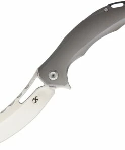 Kansept Knives, K1002A1, Spirit Flipper, 3.5" CPM-S35VN Satin Sheepsfoot Blade, Gray Titanium Handles