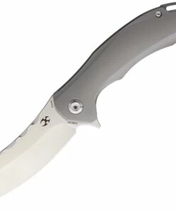 Kansept Knives, K1002A5, Spirit Flipper, 3.5" CPM-S35VN Satin Sheepsfoot Blade, Gray Titanium Handles