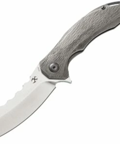 Kansept Knives, K1002W, Spirit Flipper, 3.5" CPM-S35VN Satin Sheepsfoot Blade, Sculpted Woodgrain Titanium Handles