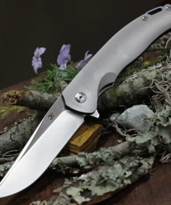 Kansept Knives K1004A2 Agent, 3.75" CPM-S35VN Stonewashed/Satin Blade, Bead Blasted Titanium Handle