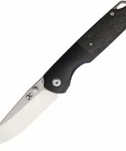 Kansept Knives, K1005T6, Warrior Flipper Knife, 3.4" CPM-S35VN Drop Point Blade, Black Titanium with Carbon Fiber Handle