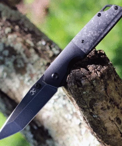 Kansept Knives Warrior K1005T8, 3.4" CPM-S35VN Tanto Blade, Titanium with Black Carbon Fiber Inlay Handle