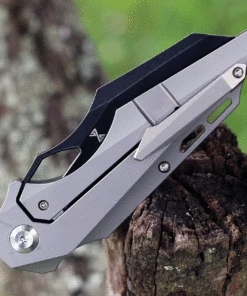 Kansept Knives Genesis K1010A2, 3.62" CPM-S35VN Black Stonewashed Blade, Gray & Black Titanium CF Handle -Buck Knives Sales K1010A2.2 03266.1623700954