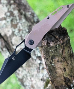 Kansept Knives Genesis K1010A5, 3.62" CPM-S35VN Black Stonewashed Blade, Bronze Titanium Handle