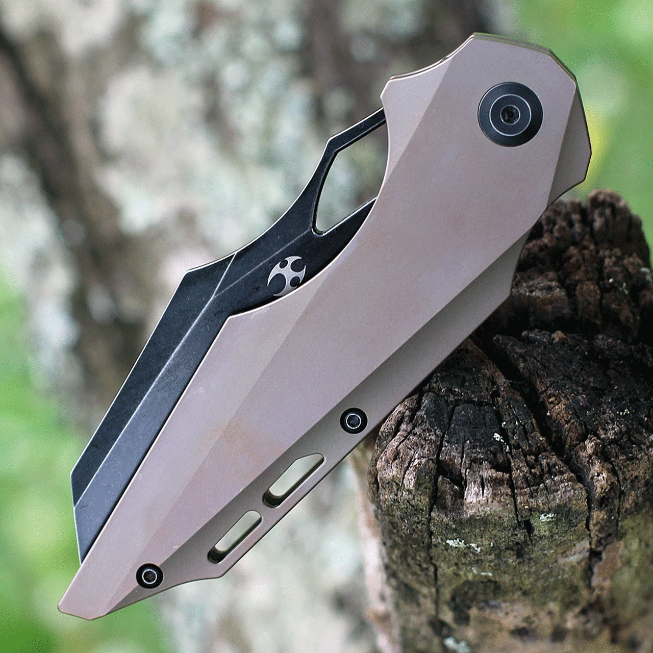 Kansept Knives Genesis K1010A5, 3.62" CPM-S35VN Black Stonewashed Blade, Bronze Titanium Handle 3 Kansept Knives Genesis K1010A5, 3.62" CPM-S35VN Black Stonewashed Blade, Bronze Titanium Handle - Image 3