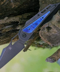 Kansept Knives Genesis K1010A6, 3.62" CPM-S35VN Black Stonewashed Blade, Timascus Titanium Handle