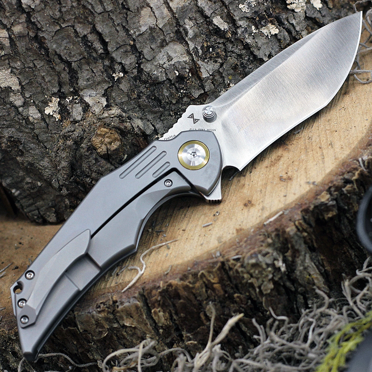 Kansept Knives K1011A1 Delta, 3.54" CPM-S35VN Stonewashed Plain Blade, Gray 6AL4V Titanium Handle 2 Kansept Knives K1011A1 Delta, 3.54" CPM-S35VN Stonewashed Plain Blade, Gray 6AL4V Titanium Handle - Image 2