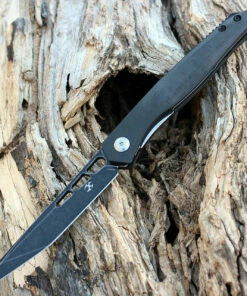 Kansept Knives Kansept Lucky Star Front Flipper - Rose Pattern CF (3.5" S35VN Blk SW Tanto) K1013T3