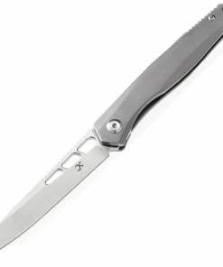Kansept Knives Lucky Star K1013A1, 3.5" CPM-S35VN Stonewash Plain Blade, Gray Titanium Handle