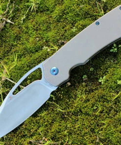 Kansept Knives Kansept Goblin XL Front Flipper - Bronzed Ti w/Blue (3.5" CPM-S35VN Satin) K1016A3