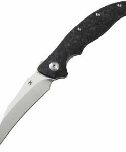 Kansept Knives T1017A1 Copperhead Flipper Knife, 3.4" CPM S35VN Hawkbill Stonewashed Plain Blade, Carbon Fiber Handle