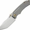 Kansept Knives K1018A1 Pelican EDC, 3" Stonewashed CPM- S35VN Tanto, Gray Titanium Handle