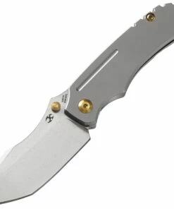 Kansept Knives K1018A1 Pelican EDC, 3" Stonewashed CPM- S35VN Tanto, Gray Titanium Handle
