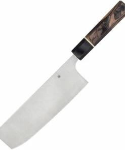 Spyderco Knives Spyderco Itamae Nakiri Cleaver Knife K17GPBNBK, 7.2" SUS410 Satin Plain Blade, Burl G-10 Handle