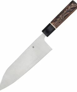Spyderco Knives Spyderco Itamae Bunka Santoku Knife K18GPBNBK, 7.7" SUS410 Satin Plain Blade, Burl G-10 Handle