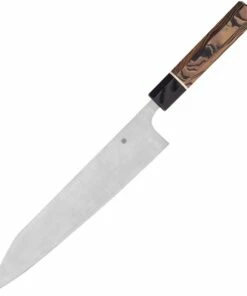 Spyderco Knives Spyderco Itamae Gyuto Chef's Knife K19GPBNBK, 10" SUS410 Satin Plain Blade, Burl G-10 Handle