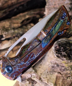 Kansept Knives K2001A11 Mini Kryo Flipper, 2.9" CPM-S35VN Satin Blade, Lightning Strike Titanium Handle -Buck Knives Sales K2001A11.3 10221.1624479816