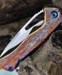 Kansept Knives K2001A11 Mini Kryo Flipper, 2.9" CPM-S35VN Satin Blade, Lightning Strike Titanium Handle -Buck Knives Sales K2001A11.4 88475.1624479816