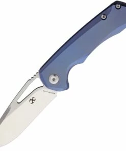 Kansept Knives K2001B2 Mini Kryo, 2.9" CPM-S35VN Satin Plain Blade, Blue Titanium Handle
